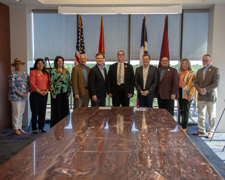 Photo: Representatives from Guaranty Bank & Trust and Texas A&M University-Texarkana gathered to sign an agreement establishing an educational partnership between the bank and the university. The new partnership will allow eligible Guaranty Bank & Trust employees to take courses at the university with reduced costs.